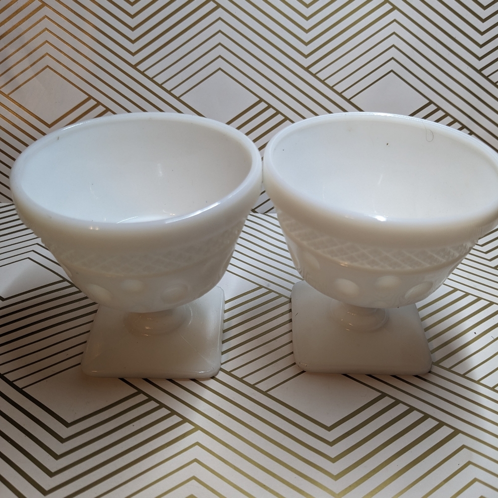 Milk GlassVintage hobnail milk glass Wedding  champagne wine glasses set of 2